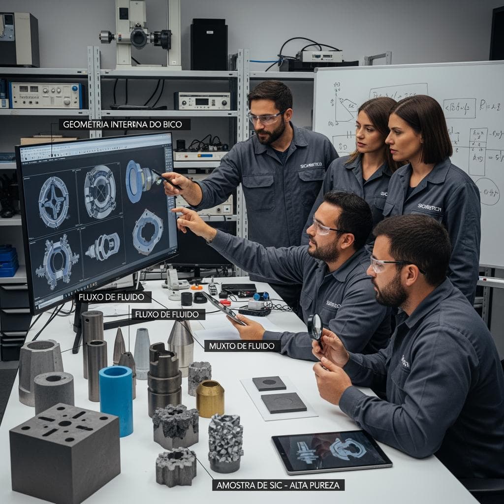 Bicos de spray de atomização uniforme em carbeto de silício para plantas químicas