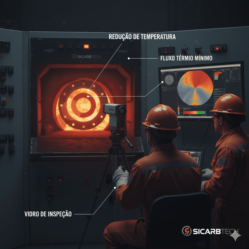 Escudos térmicos industriais para visores de inspeção em alta temperatura
